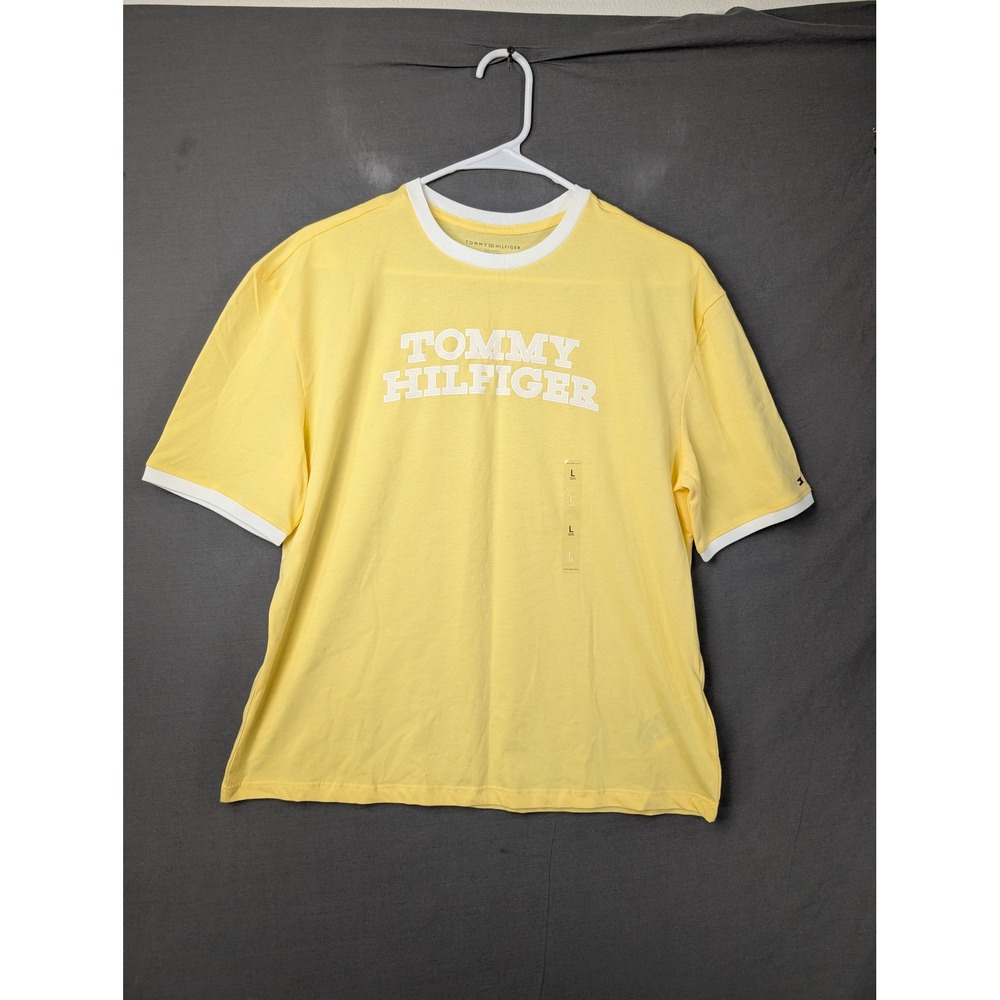 Tommy Hilfiger Mens Ringer T-Shirt Yellow Size Large